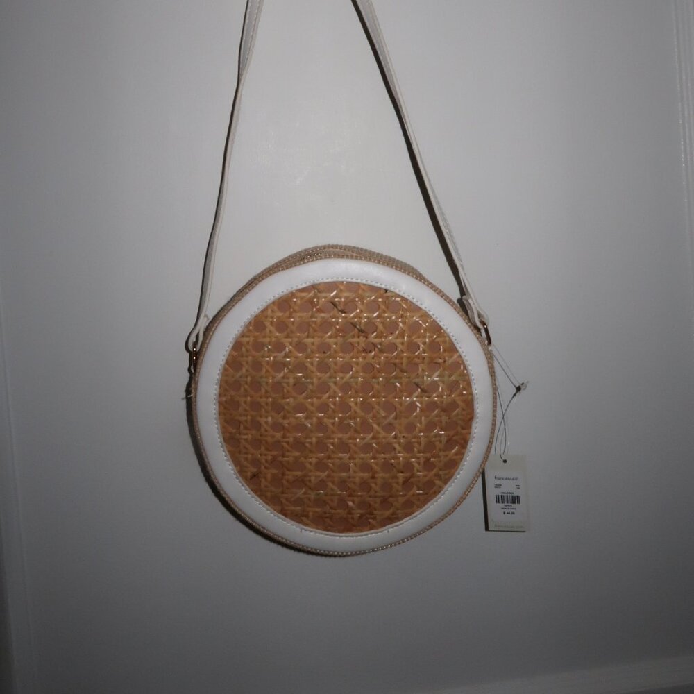 NWT Francesca's round woven crossbody bag